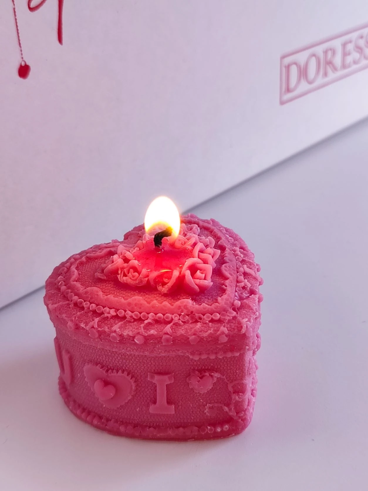 Bougie Rose Foncé MELTED HEART 2 Bougie Rose Foncé MELTED HEART – Image 2