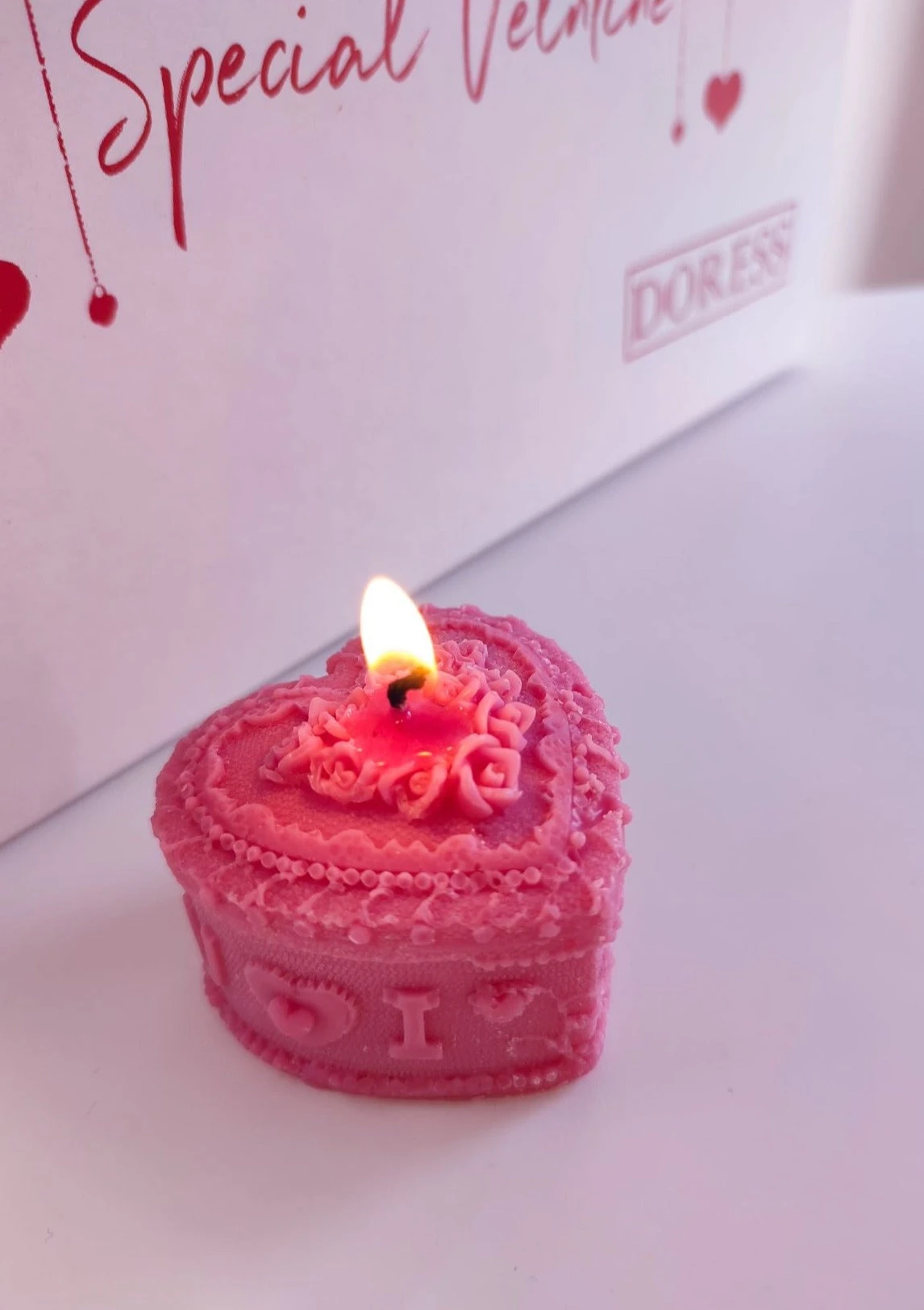 Bougie Rose Foncé MELTED HEART 1 Bougie Rose Foncé MELTED HEART