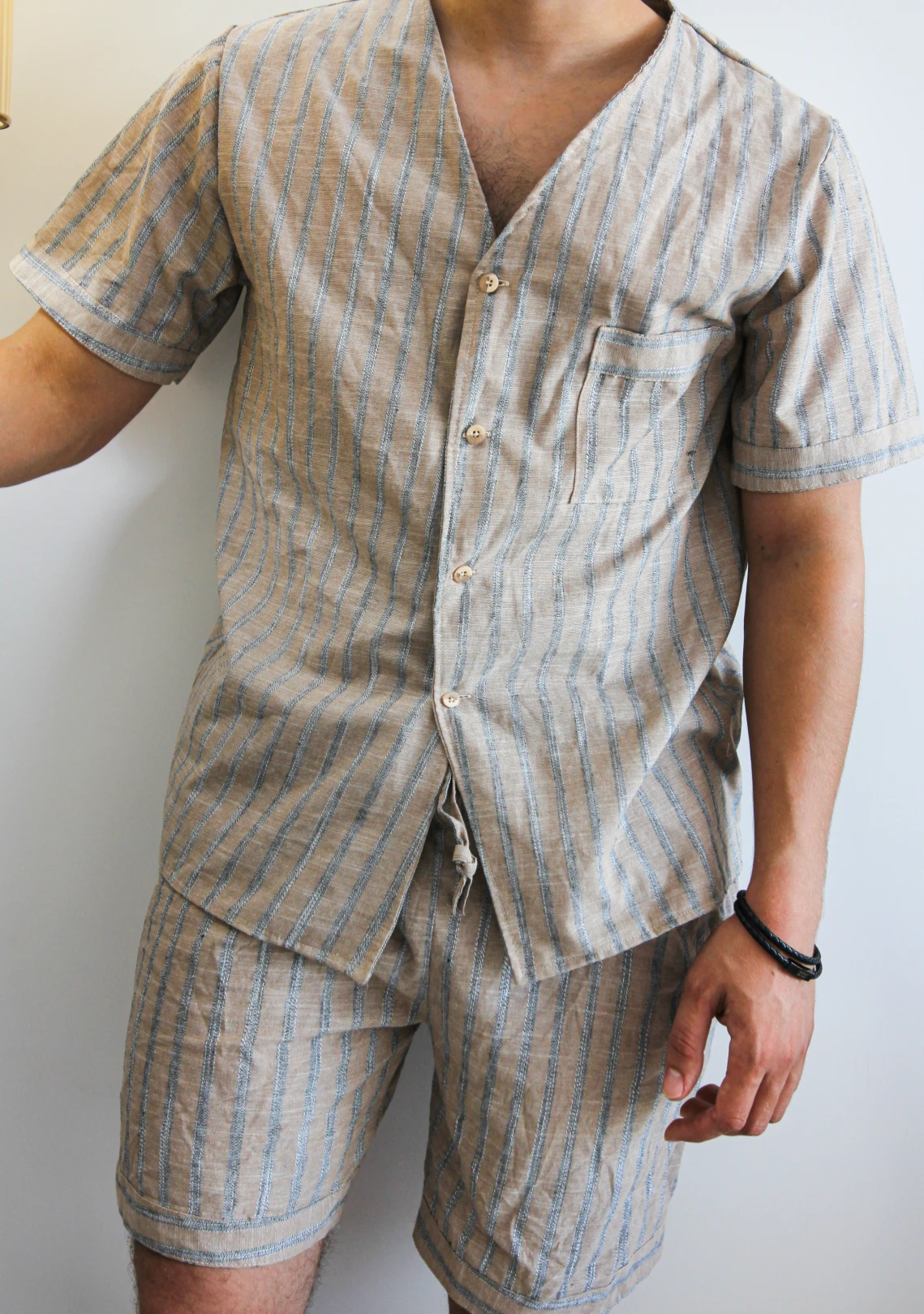 Pyjama Homme Rayures Beige MATTEO 1 Pyjama Homme Rayures Beige MATTEO