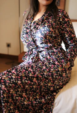 Kimono Long Super Soft Noir Imprimé FIORE -Doress IMG 1680 1