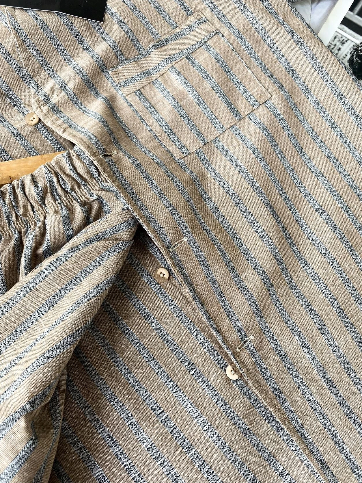 Pyjama Homme Rayures Beige MATTEO 4 Pyjama Homme Rayures Beige MATTEO – Image 4