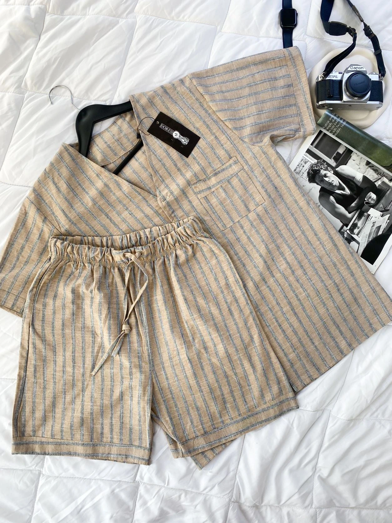 Pyjama Homme Rayures Beige MATTEO 2 Pyjama Homme Rayures Beige MATTEO – Image 2