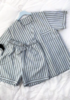 Pyjama Homme Rayures Bleu Clair MATTEO