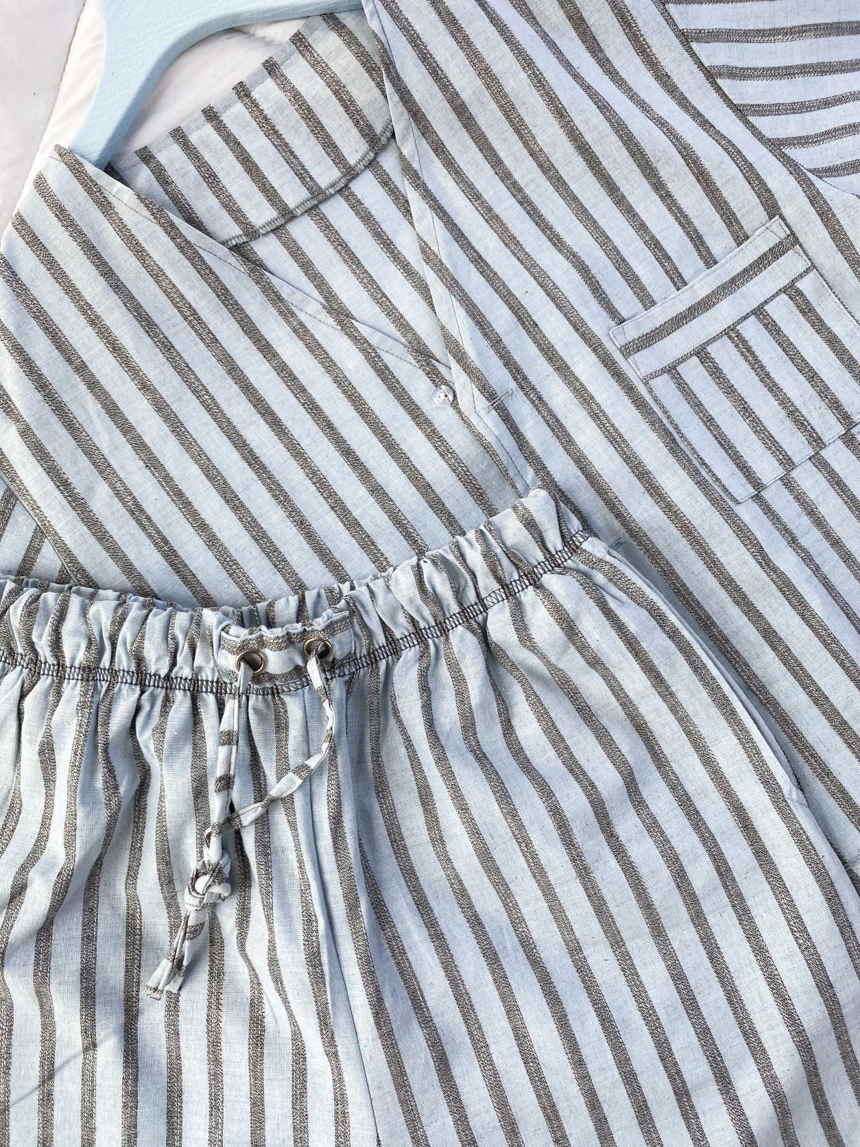 Pyjama Homme Rayures Bleu Clair MATTEO 2 Pyjama Homme Rayures Bleu Clair MATTEO – Image 2