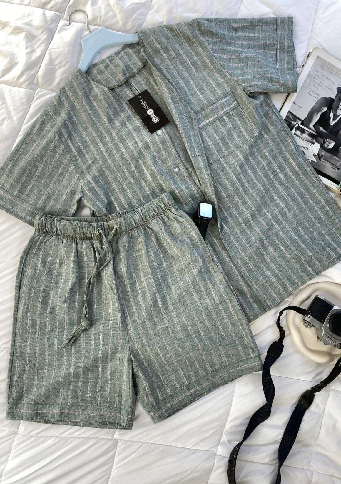 Pyjama Homme Rayures Vert MATTEO 1 Pyjama Homme Rayures Vert MATTEO