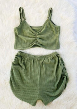 Ensemble Vert Foncé CROP TOP Strech Collection