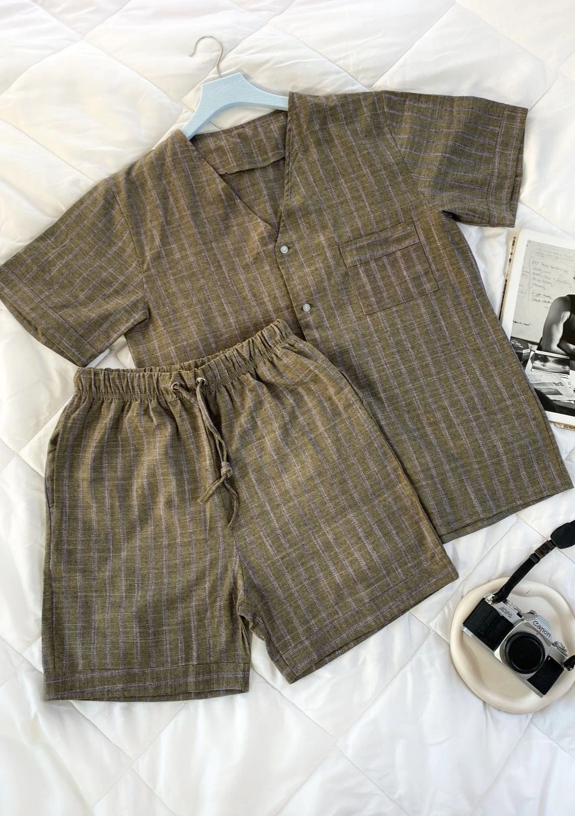 Pyjama Homme Rayures Vert Foncé MATTEO 1 Pyjama Homme Rayures Vert Foncé MATTEO