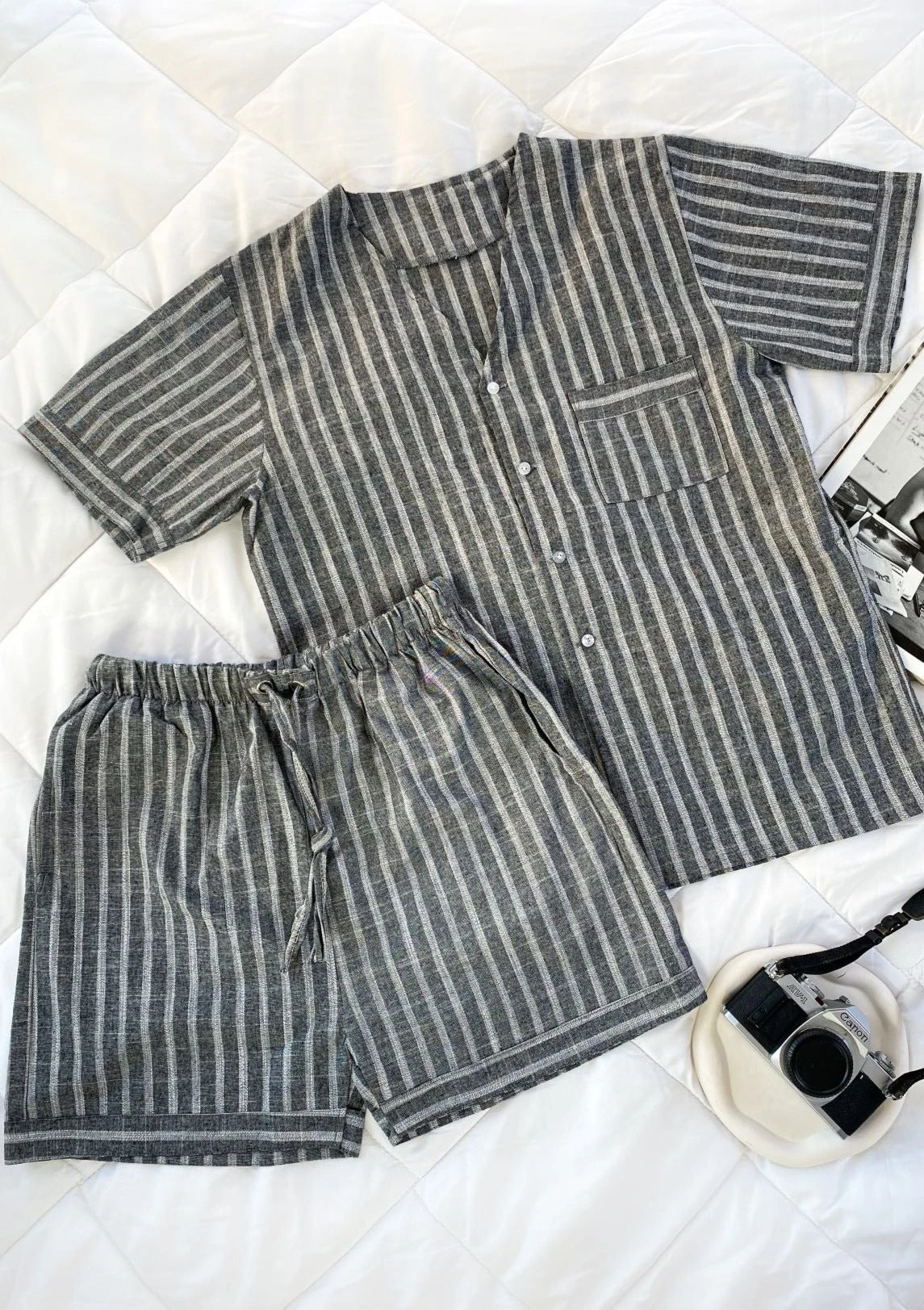 Pyjama Homme Rayures Gris MATTEO 1 Pyjama Homme Rayures Gris MATTEO