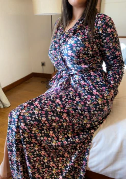 Kimono Long Super Soft Bleu Imprimé FIORE