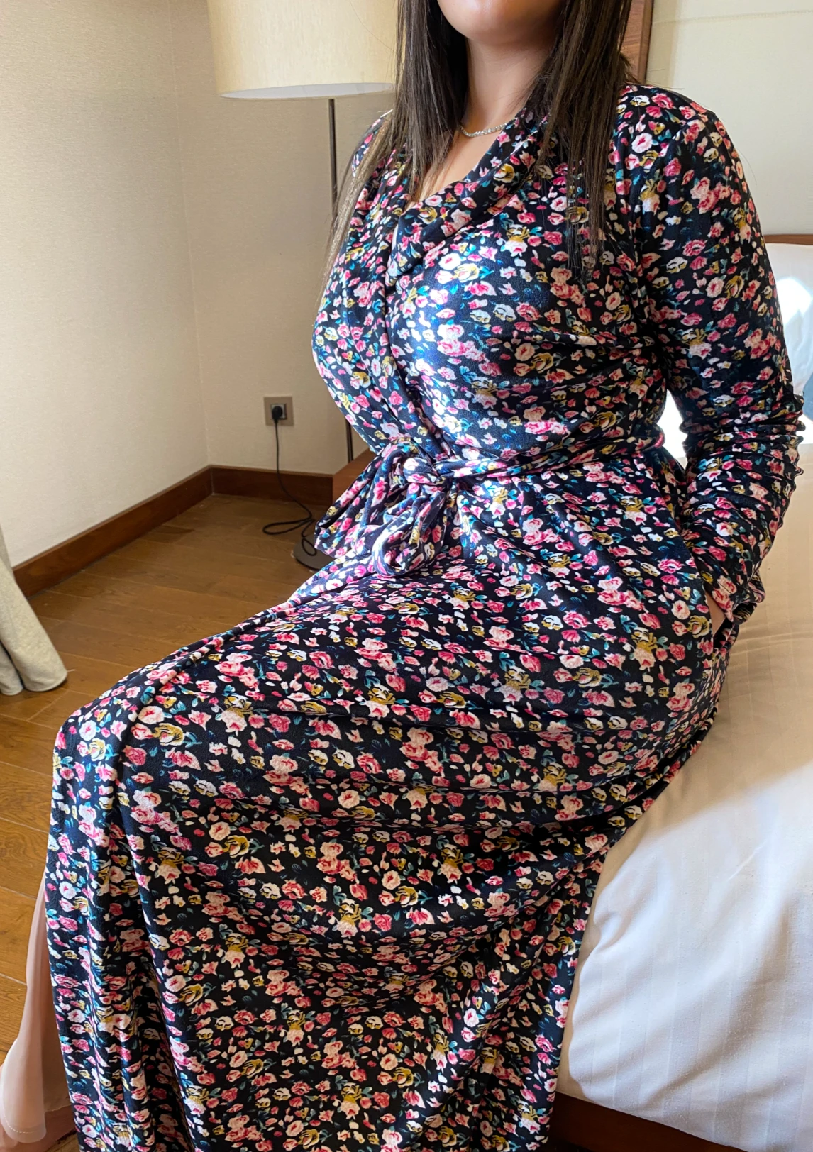 Kimono Long Super Soft Bleu Imprimé FIORE 1 Kimono Long Super Soft Bleu Imprimé FIORE