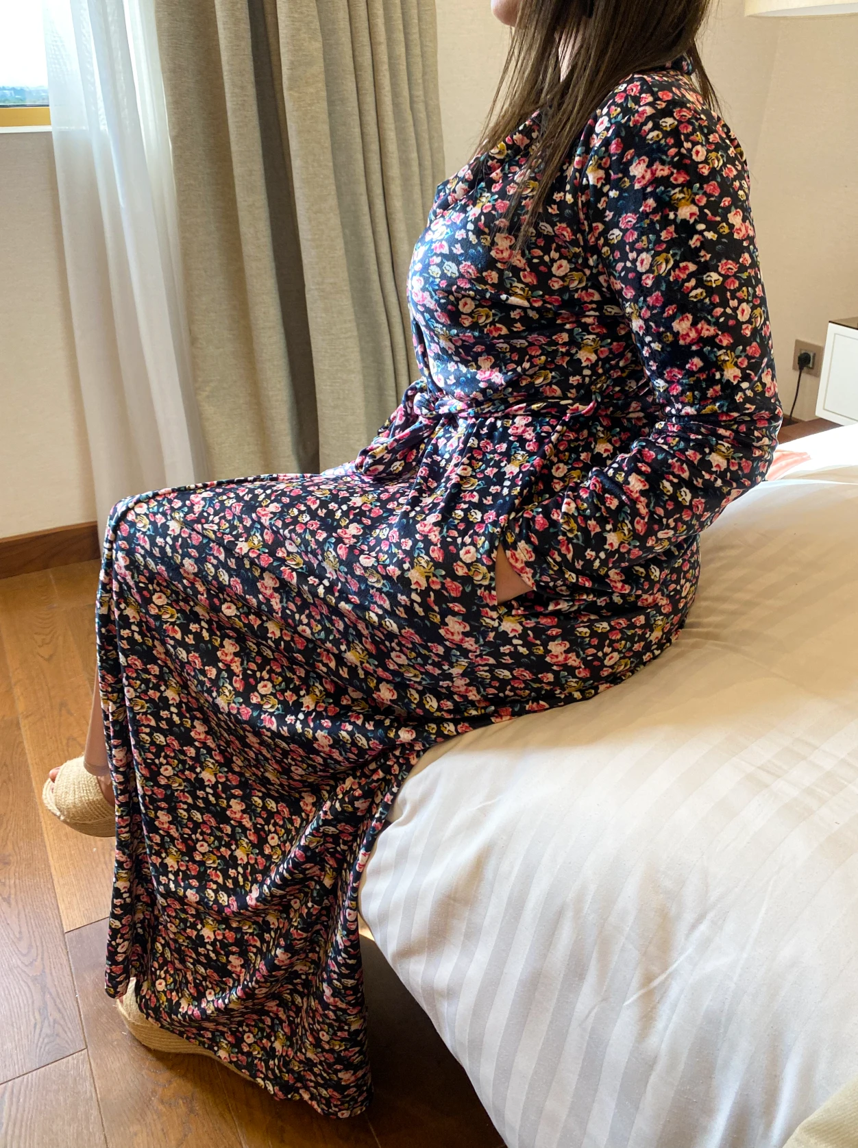 Kimono Long Super Soft Bleu Imprimé FIORE 2 Kimono Long Super Soft Bleu Imprimé FIORE – Image 2