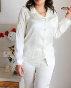 Pyjama Soyeux Blanc Plumes FANCY -Doress IMG 3361 1