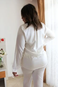 Pyjama Soyeux Blanc Plumes FANCY -Doress IMG 3365 1