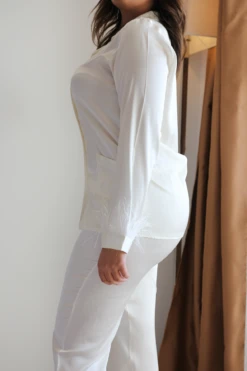 Pyjama Soyeux Blanc Plumes FANCY -Doress IMG 3367 1