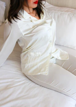 Pyjama Soyeux Blanc Plumes FANCY -Doress IMG 3369