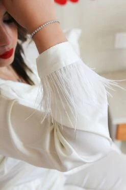 Pyjama Soyeux Blanc Plumes FANCY -Doress IMG 3370 1