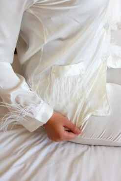 Pyjama Soyeux Blanc Plumes FANCY -Doress IMG 3371 1