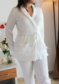 Pyjama Velours Blanc Plume ALBA