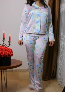 Pyjama En Soie Bleu MIRAGE