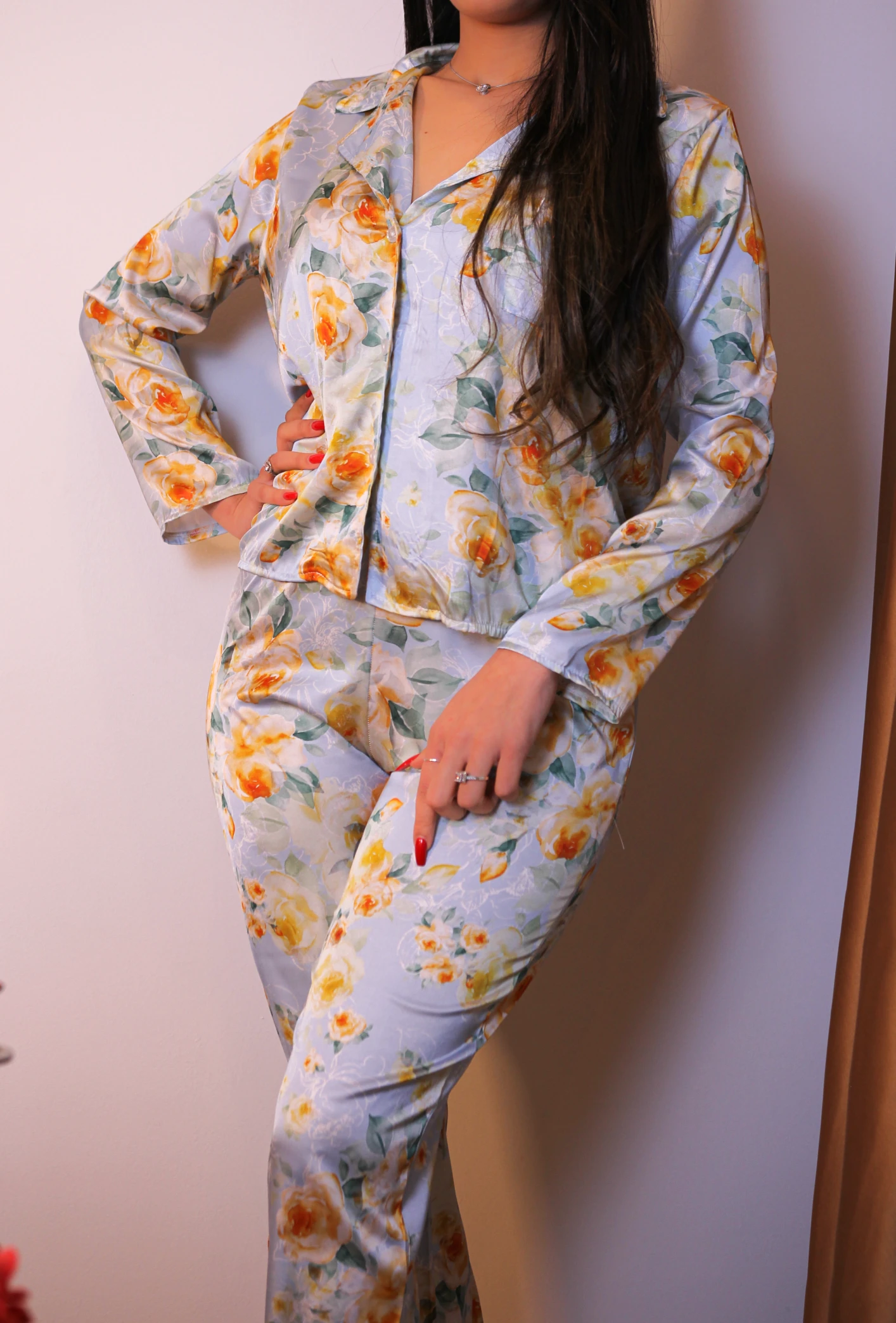 Pyjama En Soie Bleu EMILIA 3 Pyjama En Soie Bleu EMILIA – Image 3