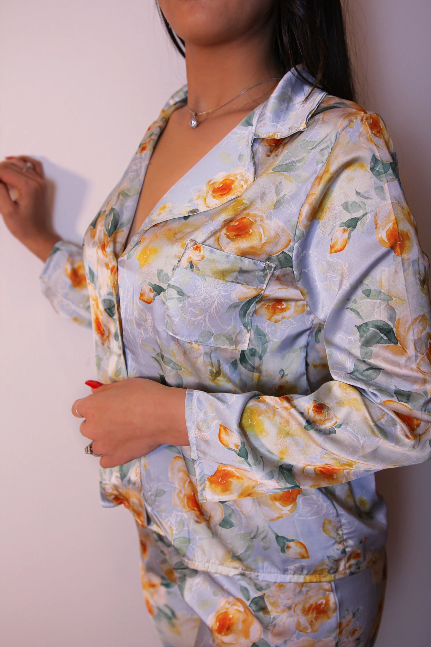 Pyjama En Soie Bleu EMILIA 6 Pyjama En Soie Bleu EMILIA – Image 6