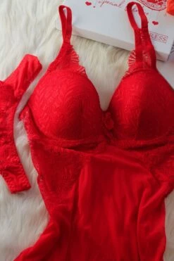 Nuisette Rembourrée Rouge En Dentelle WARM PEACH -Doress IMG 3919 1