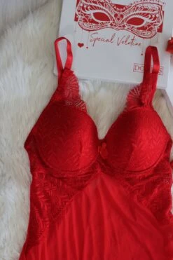 Nuisette Rembourrée Rouge En Dentelle WARM PEACH -Doress IMG 3984 1