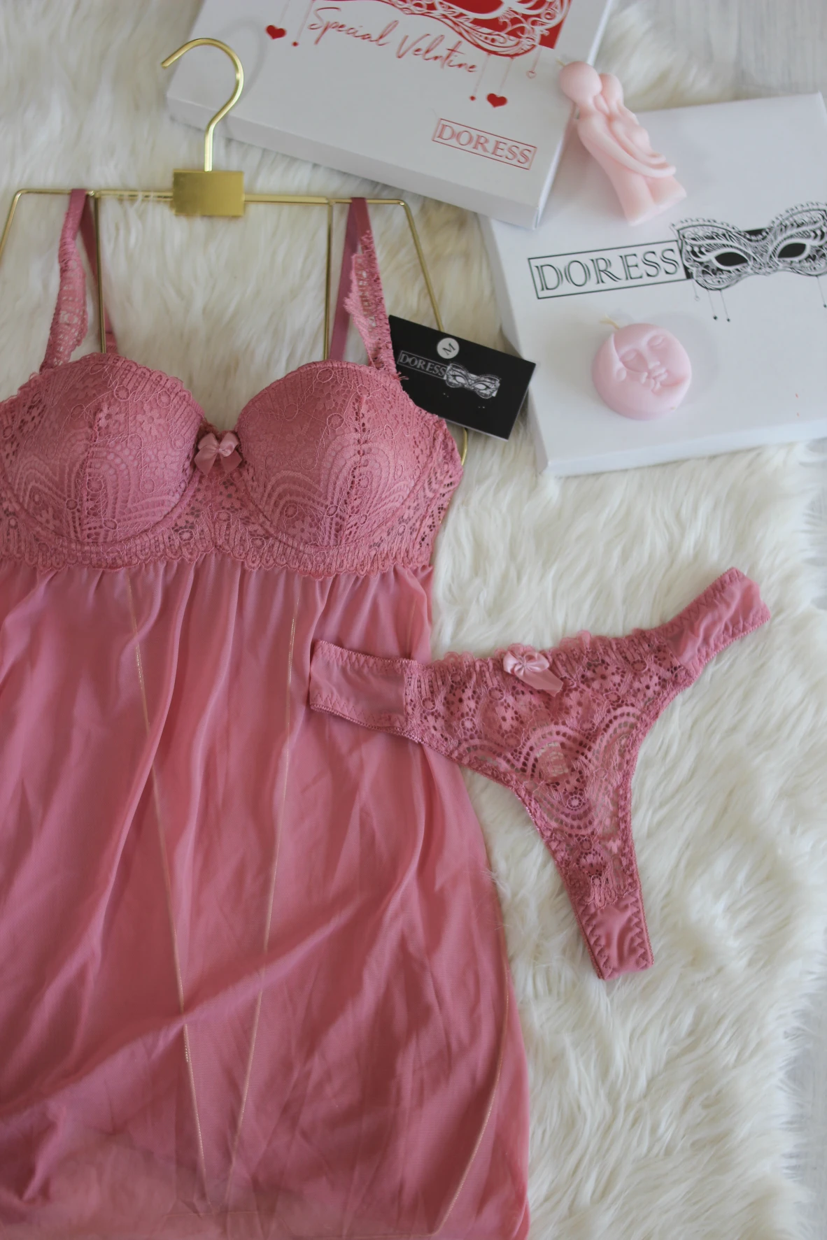 Nuisette Rembourrée En Dentelle PINK POWDER 2 Nuisette Rembourrée En Dentelle PINK POWDER – Image 2