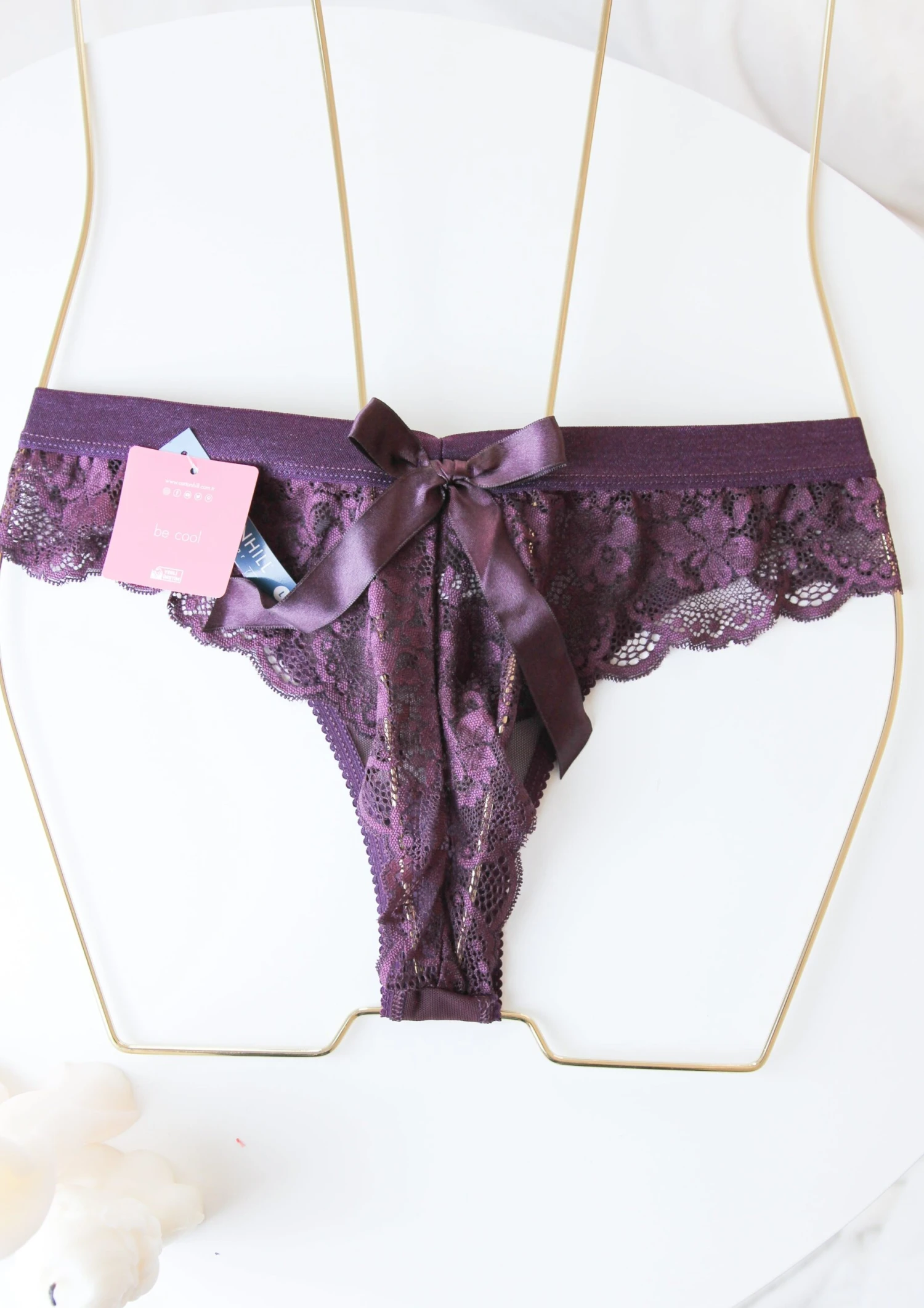 Thong En Dentelle Mauve OPAL 1 Thong En Dentelle Mauve OPAL