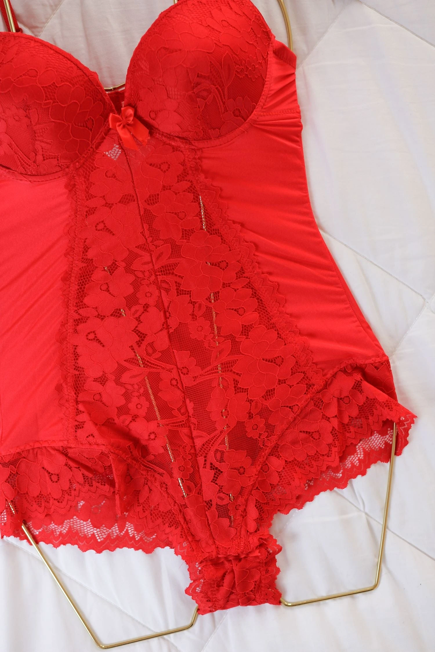 Body Rembourré Rouge En Dentelle CHEERFUL 2 Body Rembourré Rouge En Dentelle CHEERFUL – Image 2