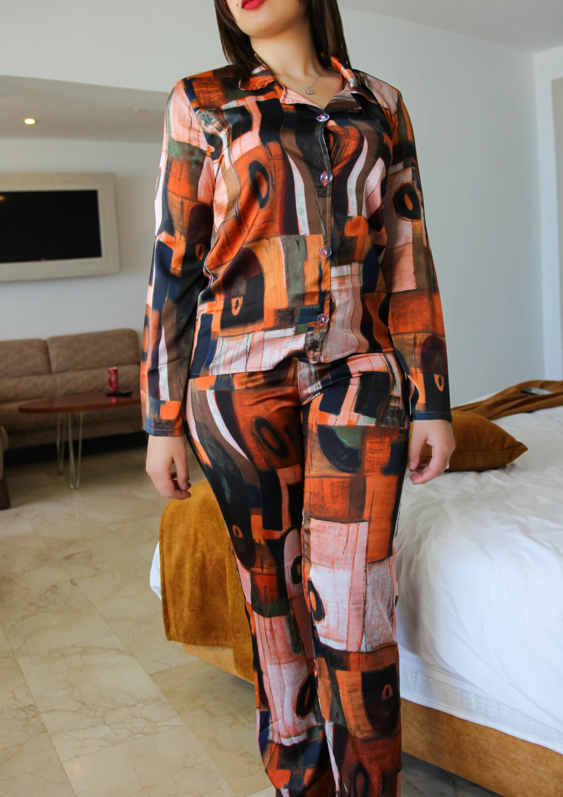 Pyjama En Soie Orange ABSTRACT 1 Pyjama En Soie Orange ABSTRACT