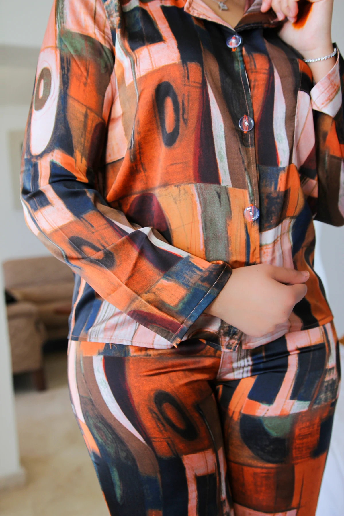 Pyjama En Soie Orange ABSTRACT 4 Pyjama En Soie Orange ABSTRACT – Image 4