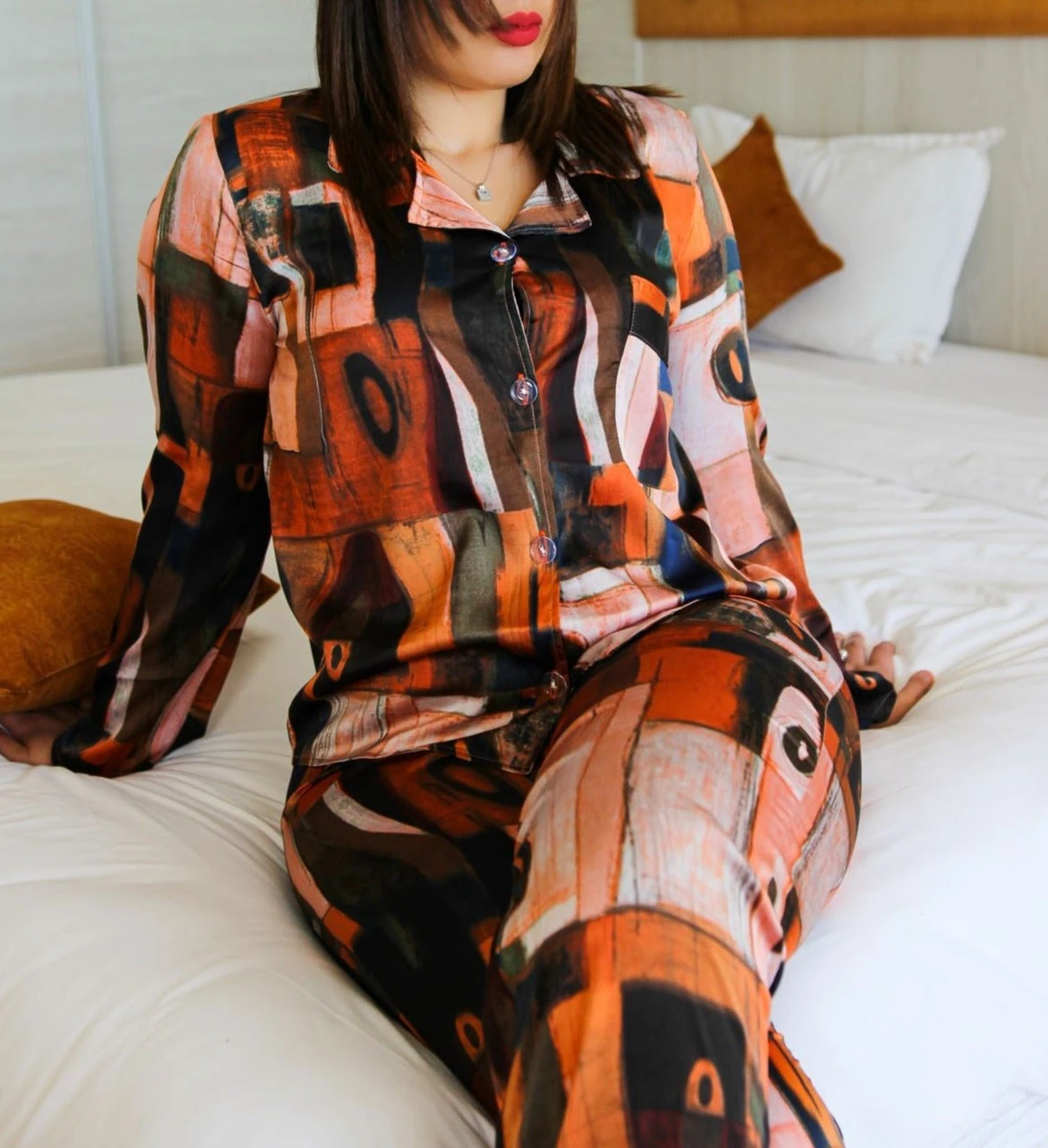 Pyjama En Soie Orange ABSTRACT 2 Pyjama En Soie Orange ABSTRACT – Image 2