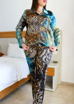 Pyjama En Soie Bleu CLEOPATRE