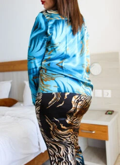 Pyjama En Soie Bleu CLEOPATRE 6 Pyjama En Soie Bleu CLEOPATRE -Doress IMG 5253 1