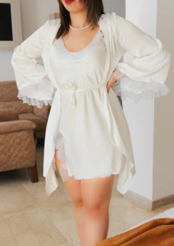 Déshabillé Nuisette Kimono Blanc Cassé MUSE