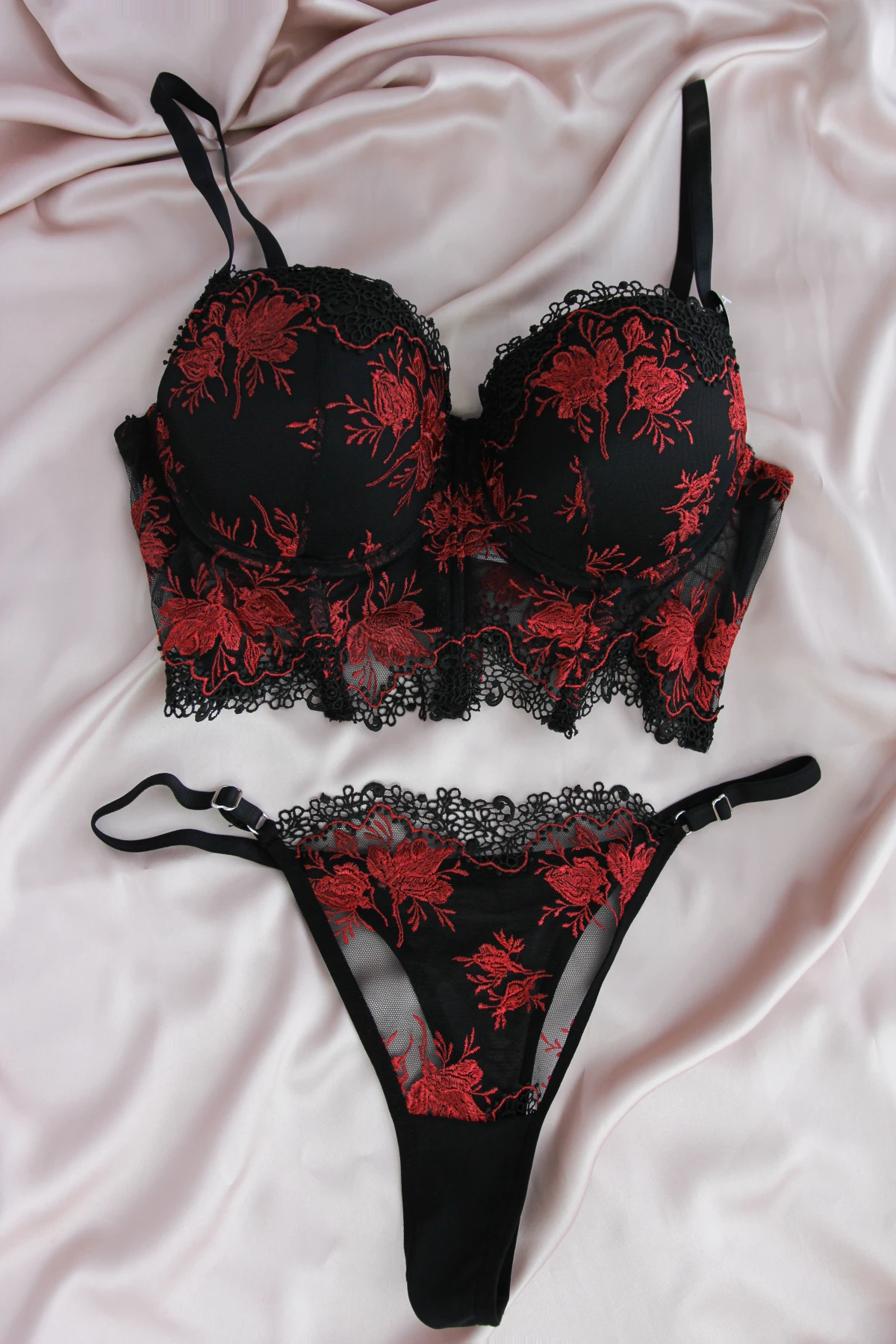 Ensemble Soutien-gorge Fleuri Noir LOLLY 3 Ensemble Soutien-gorge Fleuri Noir LOLLY – Image 3
