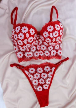 Ensemble Soutien-gorge Fleuri Rouge LOLLY