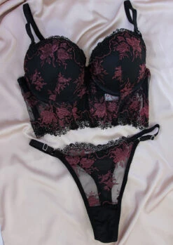 Ensemble Soutien-gorge Fleuri Bordeau LOLLY
