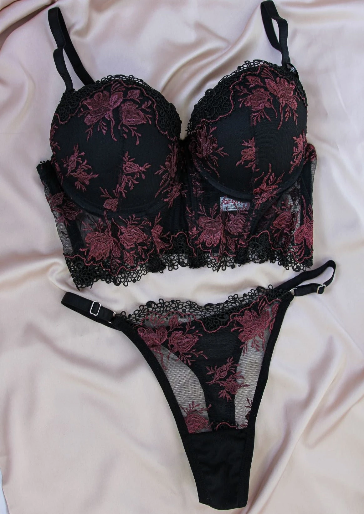 Ensemble Soutien-gorge Fleuri Bordeau LOLLY 1 Ensemble Soutien-gorge Fleuri Bordeau LOLLY