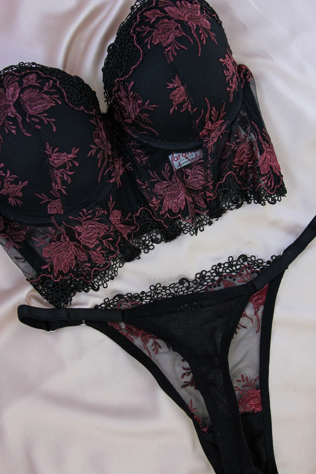 Ensemble Soutien-gorge Fleuri Bordeau LOLLY 2 Ensemble Soutien-gorge Fleuri Bordeau LOLLY – Image 2