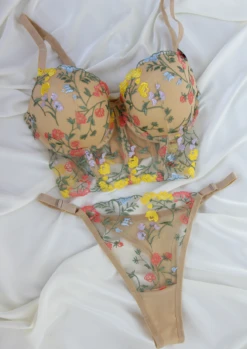 Ensemble Soutien-gorge Fleuri Moutarde LOLLY