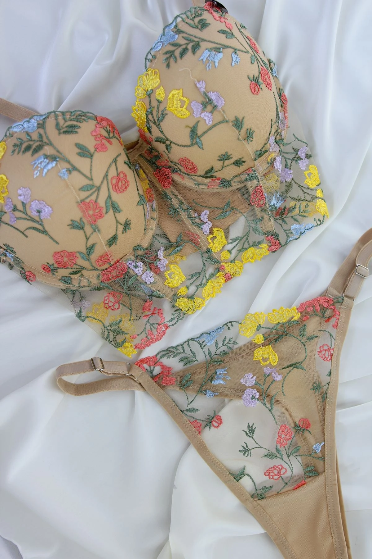 Ensemble Soutien-gorge Fleuri Moutarde LOLLY 3 Ensemble Soutien-gorge Fleuri Moutarde LOLLY – Image 3