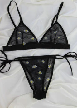 Ensemble Soutien-gorge Fleuri Noir PETAL