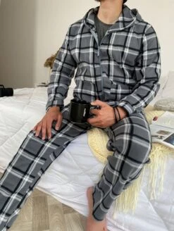 Pyjama Homme Gris à Carreaux ORLANDO -Doress IMG 5970 1