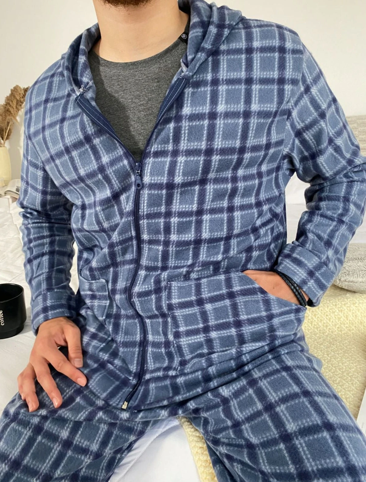 Pyjama Homme Bleu Ciel à Carreaux ORLANDO 6 Pyjama Homme Bleu Ciel à Carreaux ORLANDO – Image 6