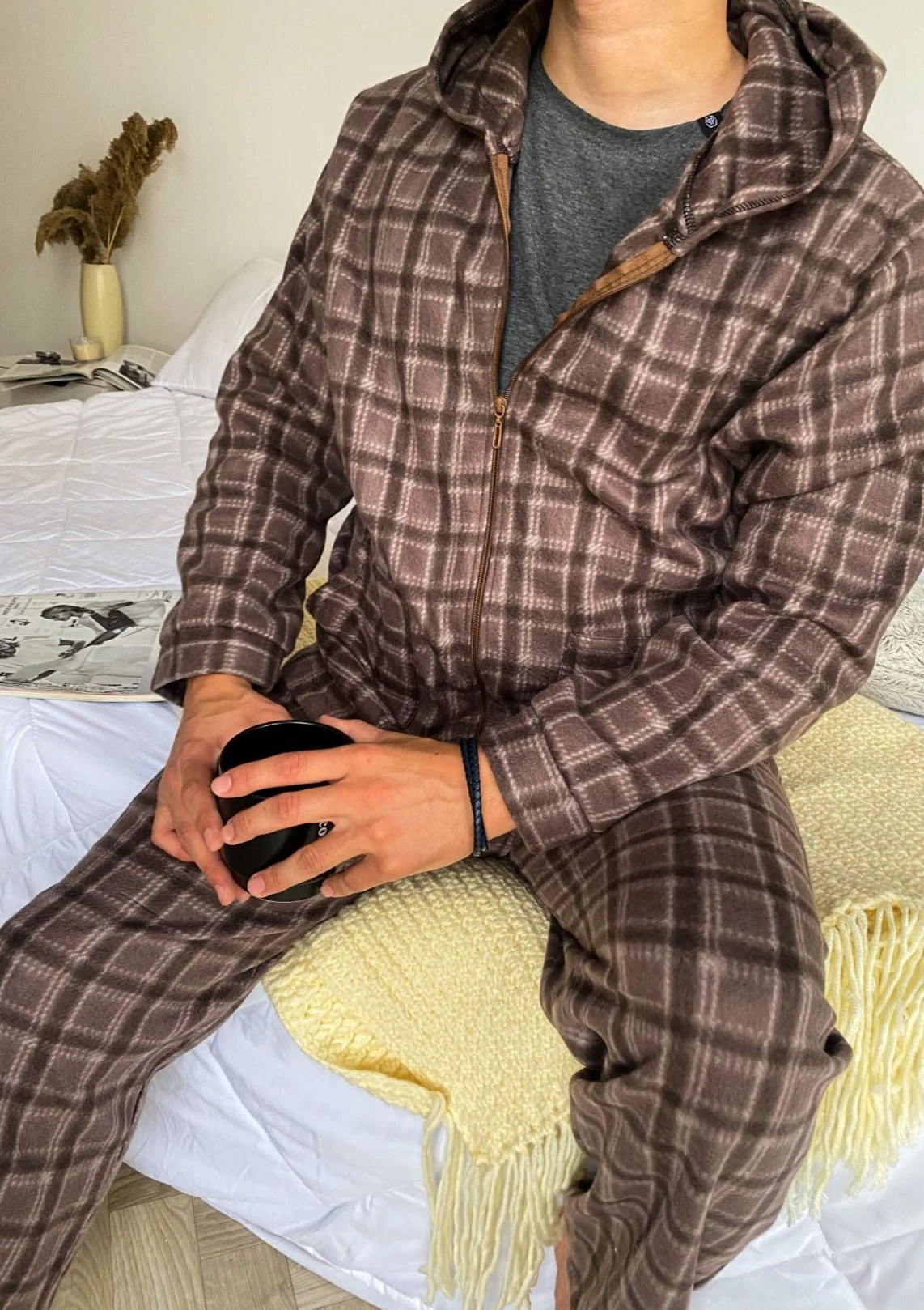 Pyjama Homme Marron à Carreaux ORLANDO 1 Pyjama Homme Marron à Carreaux ORLANDO