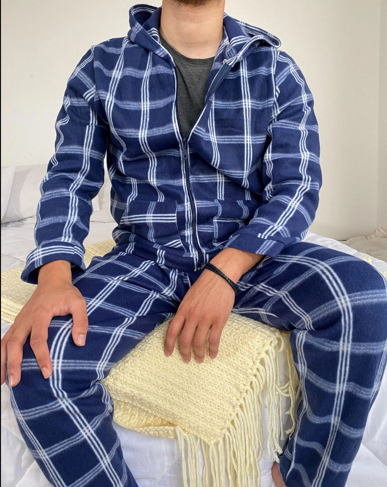 Pyjama Homme Bleu à Carreaux ORLANDO 2 Pyjama Homme Bleu à Carreaux ORLANDO – Image 2