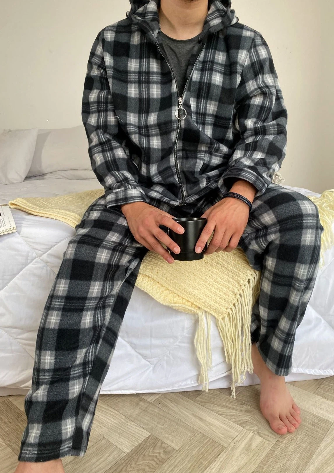 Pyjama Homme Grey Contrast à Carreaux ORLANDO 3 Pyjama Homme Grey Contrast à Carreaux ORLANDO – Image 3