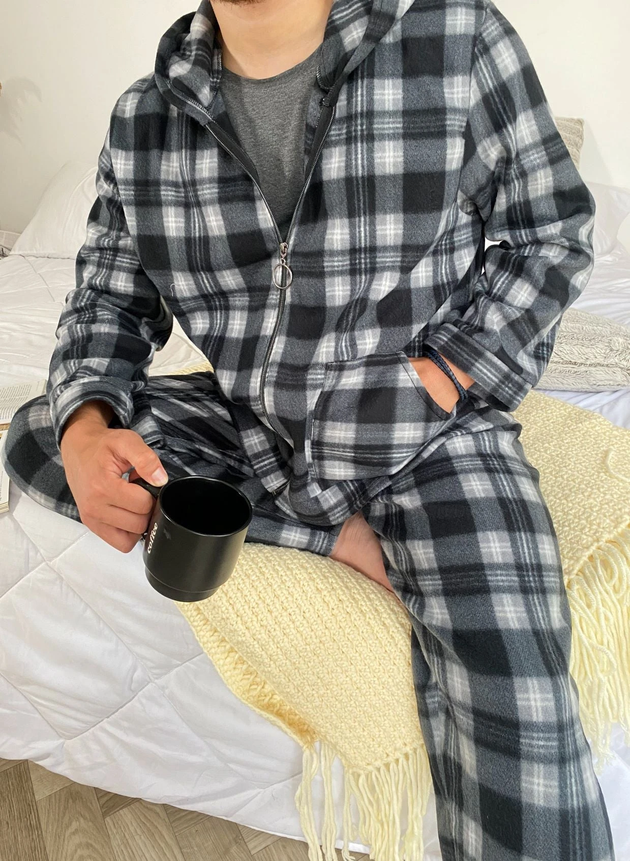 Pyjama Homme Grey Contrast à Carreaux ORLANDO 2 Pyjama Homme Grey Contrast à Carreaux ORLANDO – Image 2